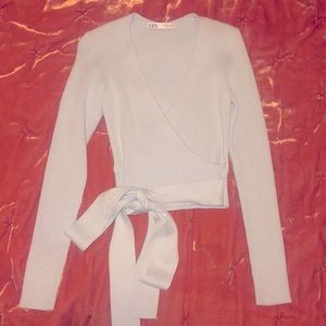 Baby blue Knit Zara wrap top!